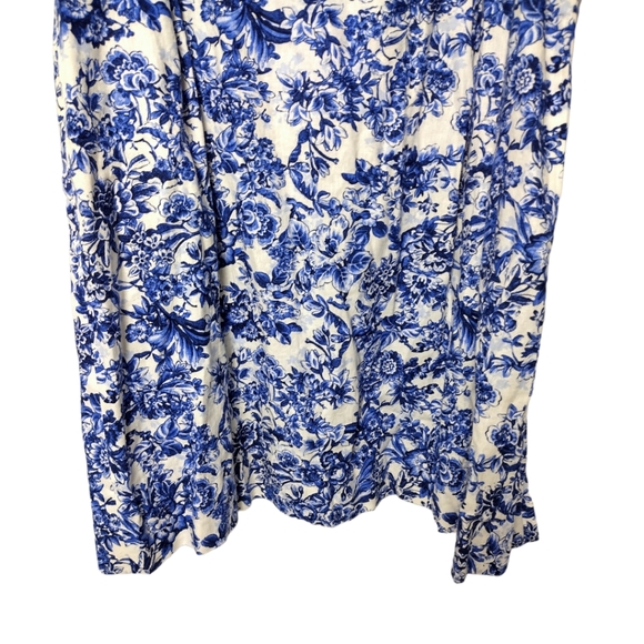 Anne Klein Blue Combo Floral Linen A-Line Dress - Picture 3 of 8